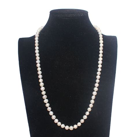 Genuine Natural White Pearl Necklace Real Freshwater Pearl Sterling Silver Clasp Ebay