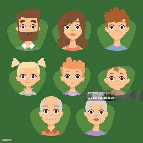 Vector Set Beautiful Emoticons Face Of People Smiling Avatars Happy