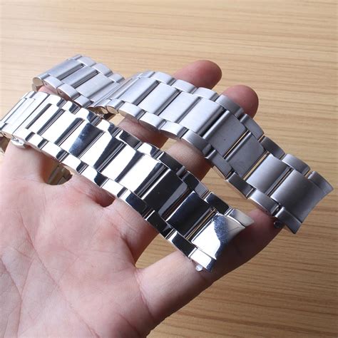 22mm Matte Polished Stainless Steel Watchbands Bracelet Solid Links Fit