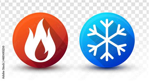 3D Hot And Cold Icon Set With Flame And Snowflake Cooling And Heating Button Design Concept On