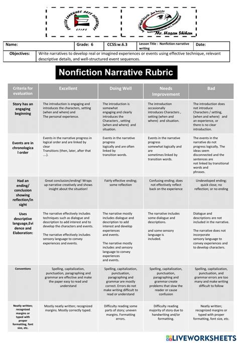 Nonfiction Narrative Worksheet Live Worksheets