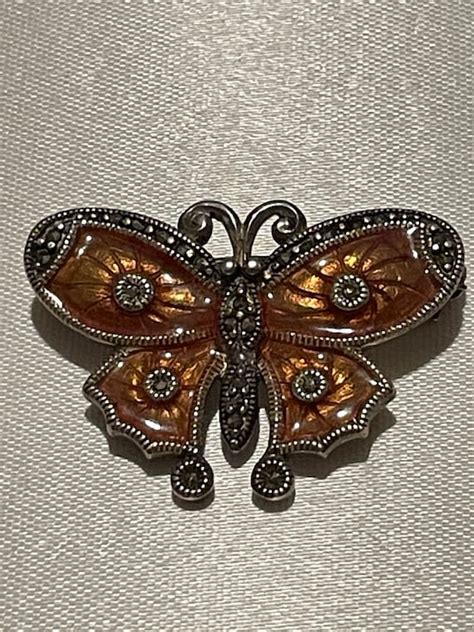 Antique Butterfly Brooch Gem