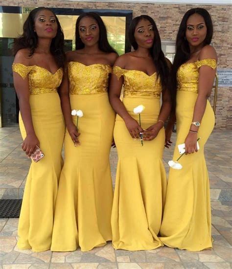 Gorgeous Bridesmaids In Mustard Yellow Dresses By