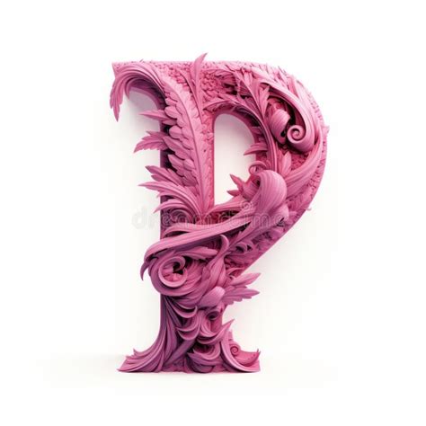 Intricate Floral Pink Letter P With Fuchsia Monster Letter Y Stock