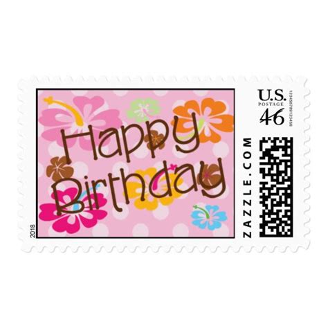 Hawaiian Flowers | Happy Birthday Stamps | Zazzle