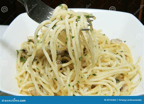 Fork on spaghetti stock image. Image of italian, garlic - 6916463