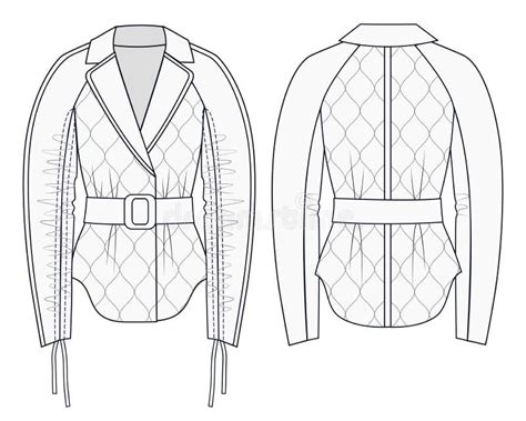 Women Jacket Fashion Flat Technical Drawing Template Coat Fashion