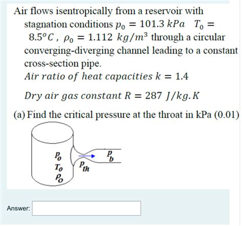 Solved Air Flows Isentropically From A Reservoir With Chegg