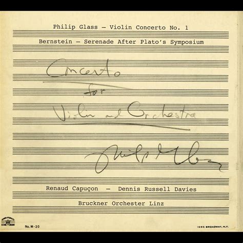 Philip Glass Violin Concerto No 1 Leonard Bernstein Serenade