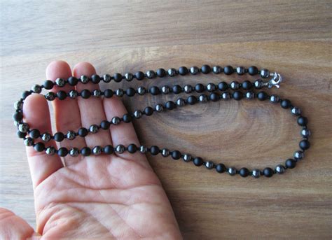 Men S Matte Onyx Hematite Beaded Necklace Men S Etsy