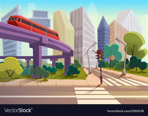 Cartoon modern city panorama with glass Royalty Free Vector