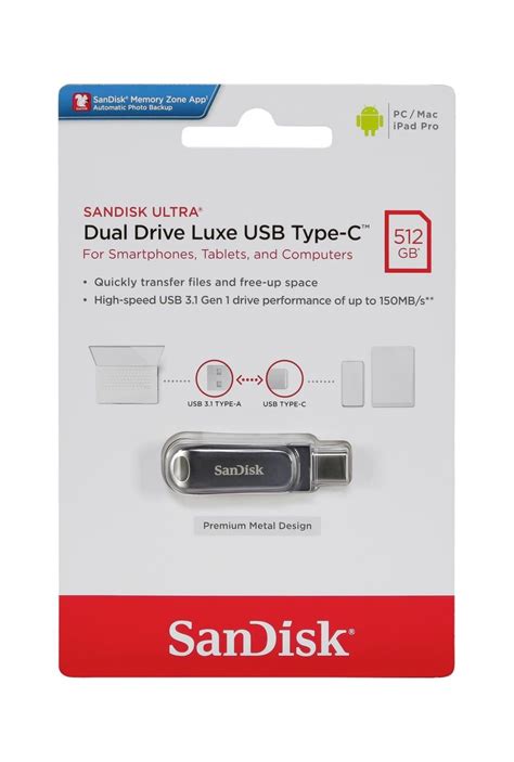 SanDisk Ultra Dual Drive Luxe USB Type C 512GB USB Sticks