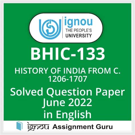 Bhic History Of India From C In English Solved Question