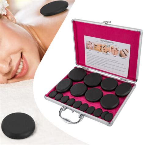 16pcs Hot Massage Stone Therapy Volcanic Stones Kit Rock Spa Oiled Massager Box Ebay