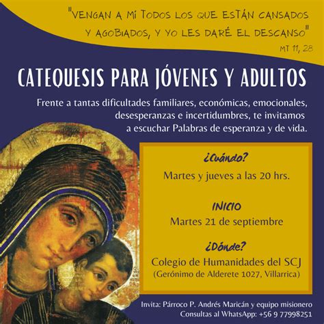 Invitación Catequesis para jóvenes y adultos Colegio de Humanidades