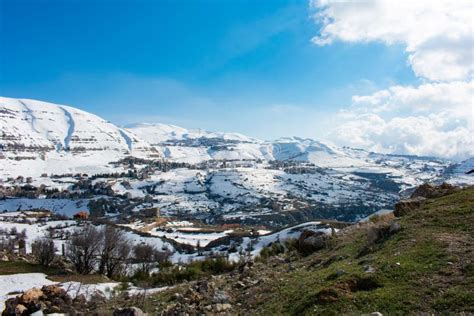 Snow Capped Mountains at the Lebanon Ski Resort Faraya Stock Photo ...