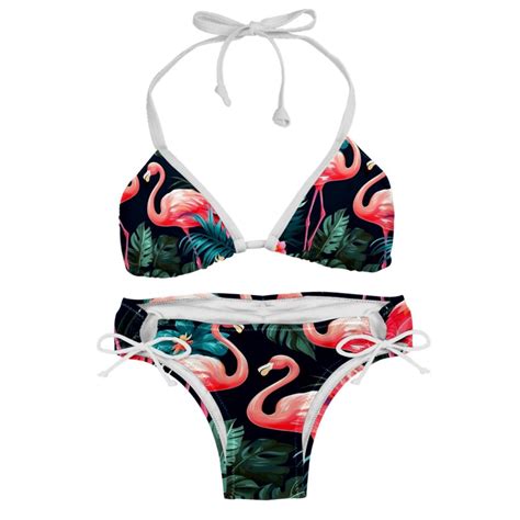 Flamingo Tropical Rainforest Detachable Sponge Adjustable Strap Bikini