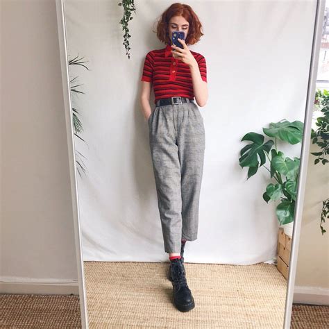 Beautiful True Vintage High Waisted Checked Trousers In A Depop Vintage Outfits Retro