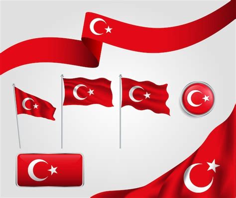 Coleção De Bandeiras Da Turquia Vetor Premium