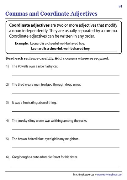 Coordinate Adjectives Practice