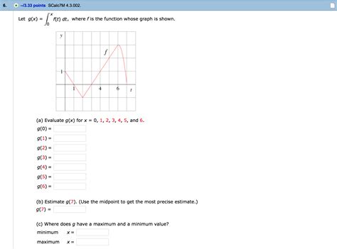 Solved Let G X Integral 0 X F T Dt Where F Is The Chegg