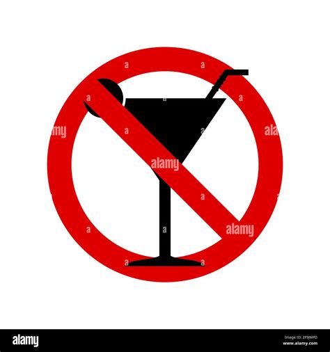 No hay alcohol Copa de cóctel Signo de prohibición Señal redonda