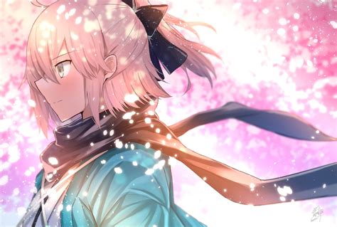 Fate Series Fategrand Order Okita Souji Sakura Saber 1080p Wallpaper