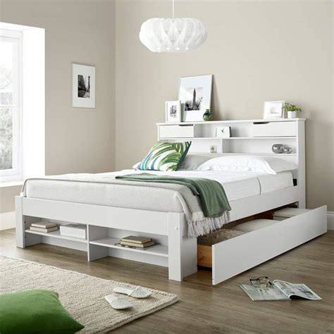 Buy Drawer Storage Bed Happy Beds Fabio White Wooden Storage Bed