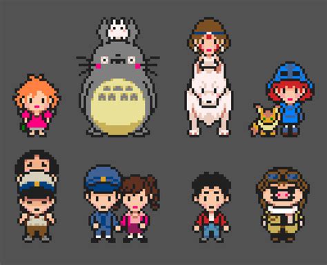 Some Studio Ghibli Characters In Pixel Art Ghibliart Pixel Art