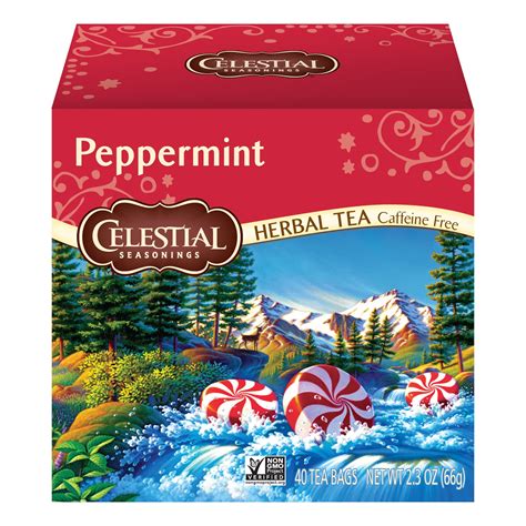 Celestial Seasonings Peppermint Herbal Tea, 40 Count Box - Walmart.com