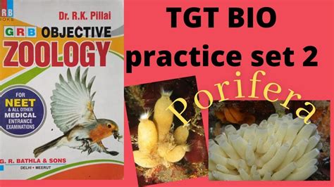 Porifera 50 Questions TGT Bio Practice Set 02 From R K Pillai KVS NVS