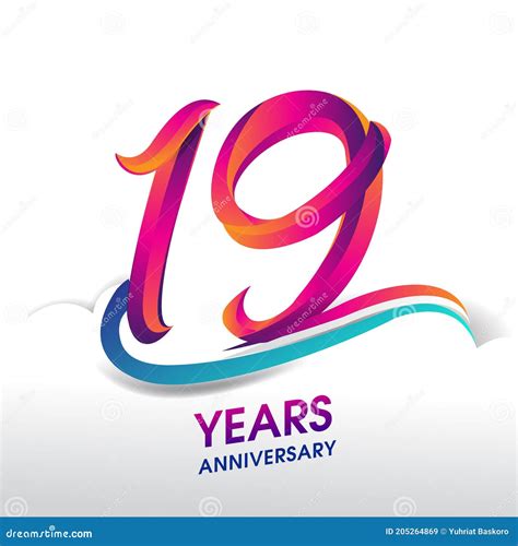 19th Years Anniversary Celebration Logo Birthday Vector Design Stock