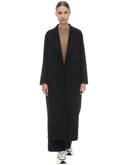 S Max Mara Poldo Belted Wool Coat In Black Modesens