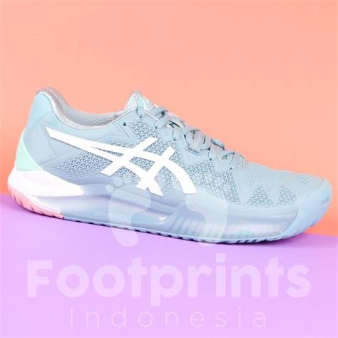 Jual Sepatu Tenis Asics Gel Resolution 8 Women Smoke Blue Tennis Shoes