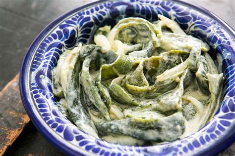 Roasted Poblanos In Cream Sauce Rajas Con Crema Recipe