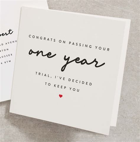 One Year Anniversary Card Boyfriend One Year Anniversary Etsy