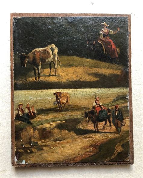 Proantic Peasant Scenes Oil On Paper Early Nineteenth