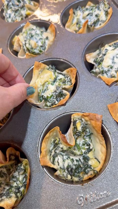 Spinach And Artichoke Wonton Cups Recipe Easy Snacks Best