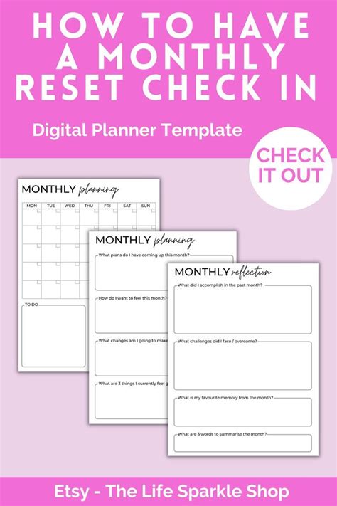 Monthly Reset Digital Journal Life Reset Guide Printable Planner