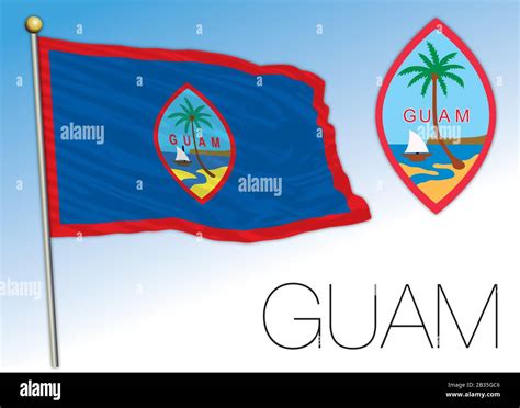 Guam Official National Flag And Coat Of Arms Vector Illustration Stock