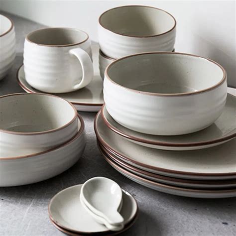 Pcs Set Ceramic Bowl Plates Dinnerware Sets Kitchenware Rice Bowl Mug