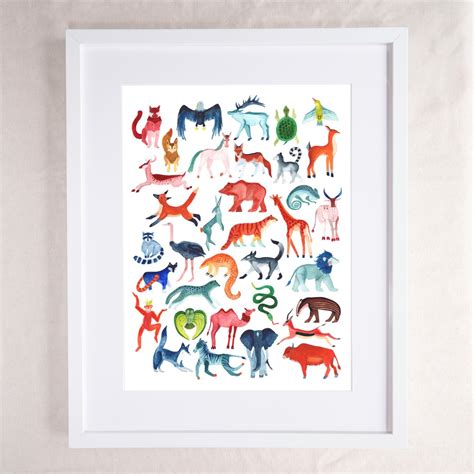 Animal Totems - Colourful Safari Art Print - Hattie Buckwell