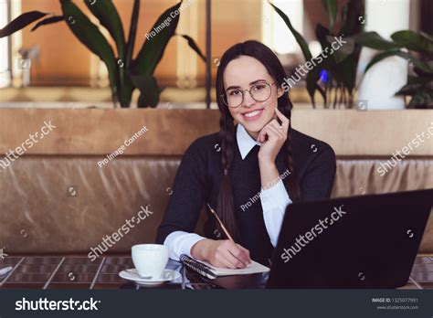 Brunette Girl Pigtails Wearing Glasses Learning Stock Photo 1325077991 Shutterstock