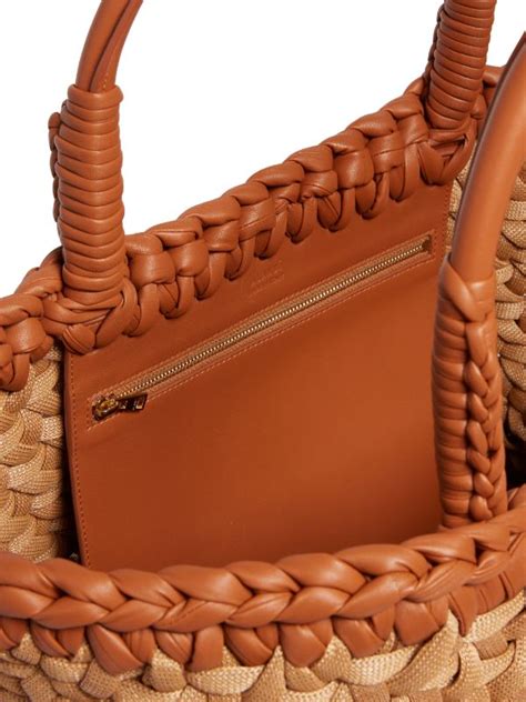 Icon Leather Rafia Big Tote In Brown Alanui Official Website