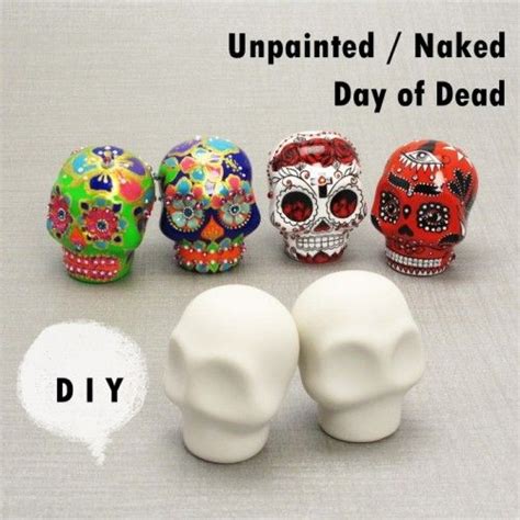 5 Pairs Skull Day Of Dead Unpainted Naked Figurine Craft Handmade Gift