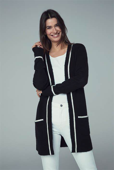 Wool Blend Contrast Longline Cardigan Long Tall Sally