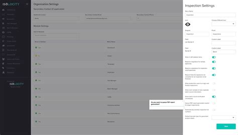 Organization Settings Isolocity