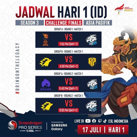 Jadwal ESL Snapdragon Pro Series MLBB Hari Ini 17 Juli 2023 ONIC Vs