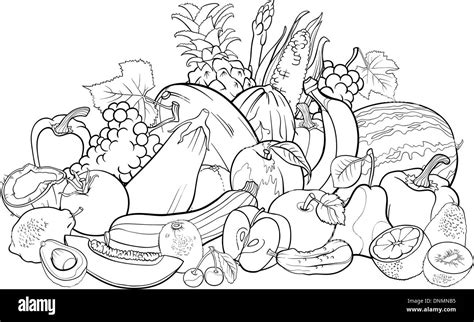 Fruits And Vegetables Drawing Black And White