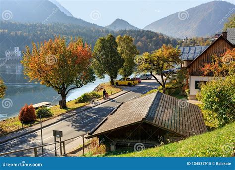 Lake Grundlsee In The Fall During The Sunrise. View Of The Alps ...